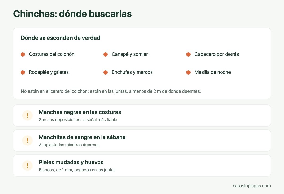 Dónde se esconden las chinches de cama en el dormitorio