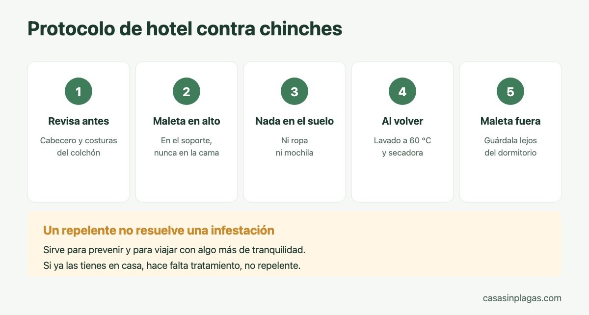 Protocolo para evitar traer chinches del hotel