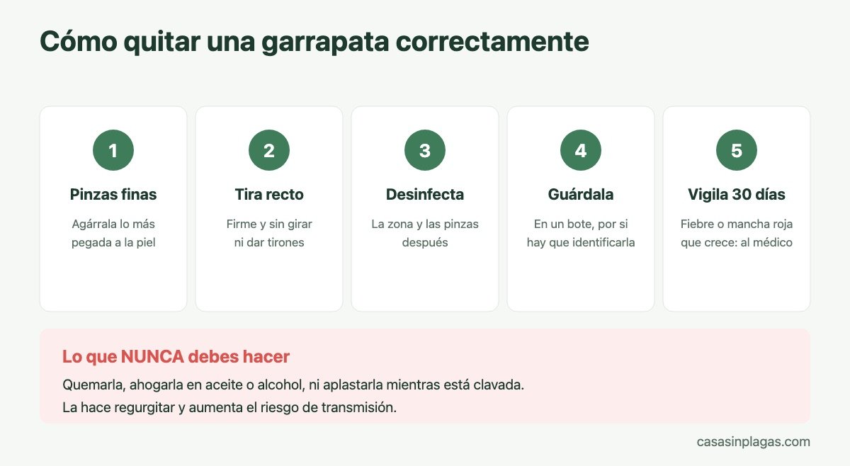 Pasos para quitar una garrapata correctamente