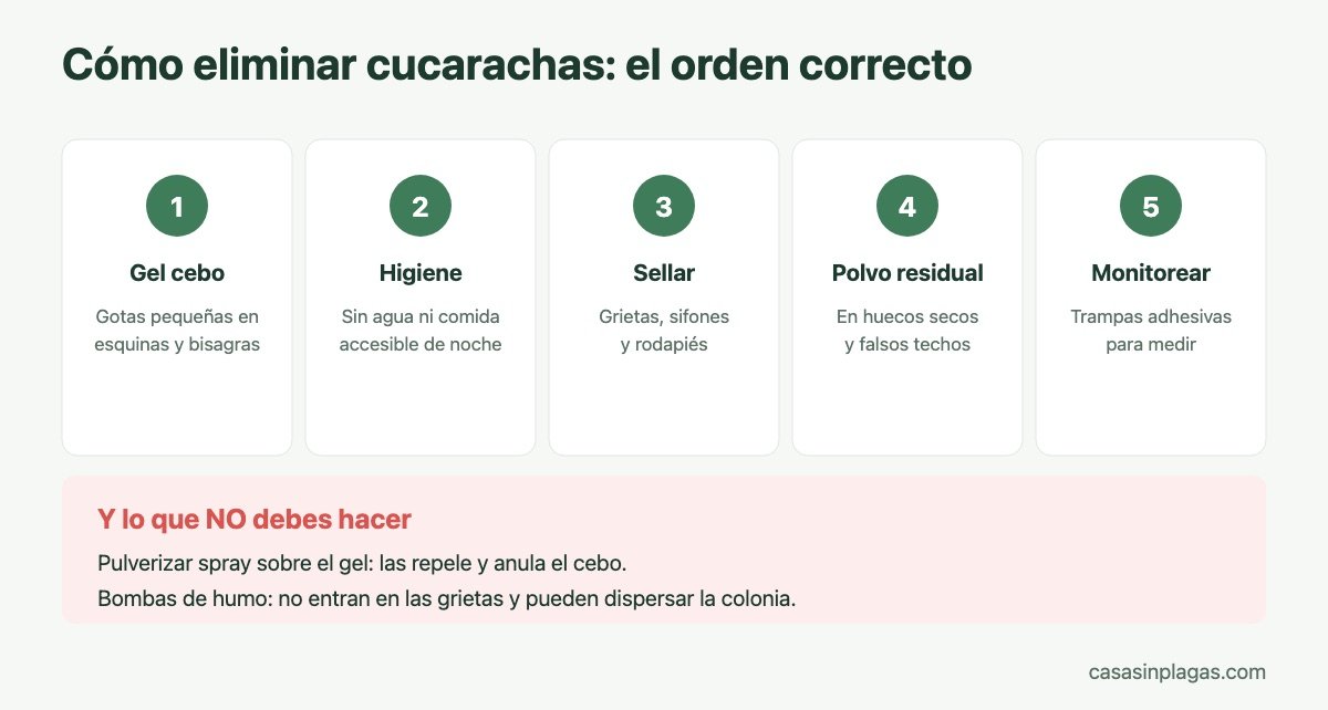 Plan para eliminar cucarachas en el orden correcto