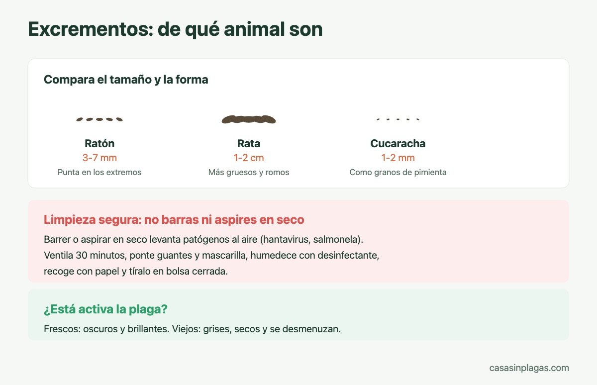 Cómo identificar excrementos de ratón, rata o cucaracha