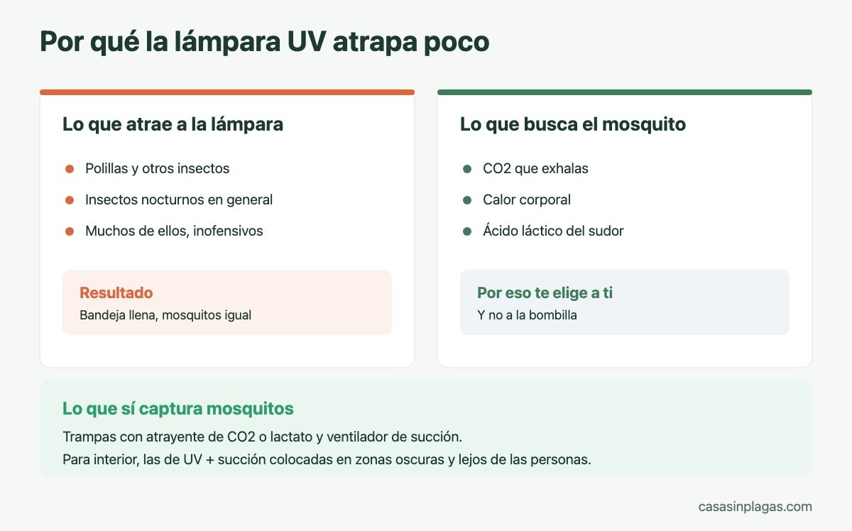 Por qué la lámpara UV atrapa pocos mosquitos