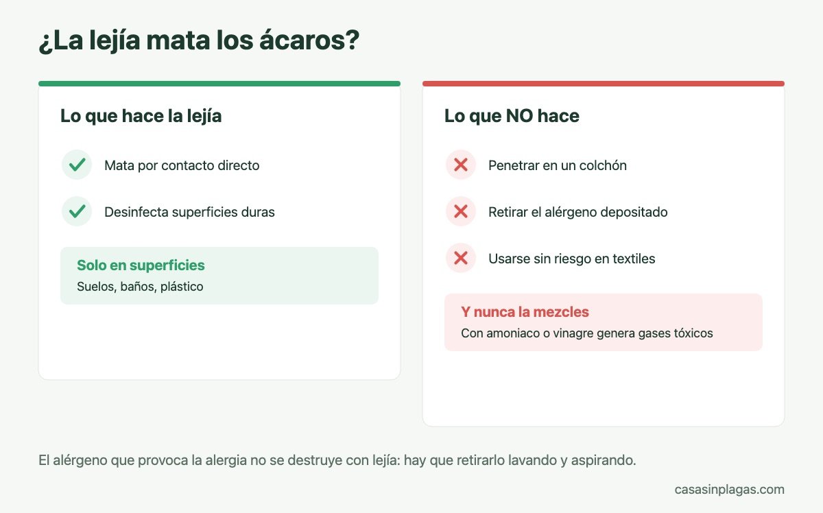 Qué hace la lejía y qué no hace contra los ácaros