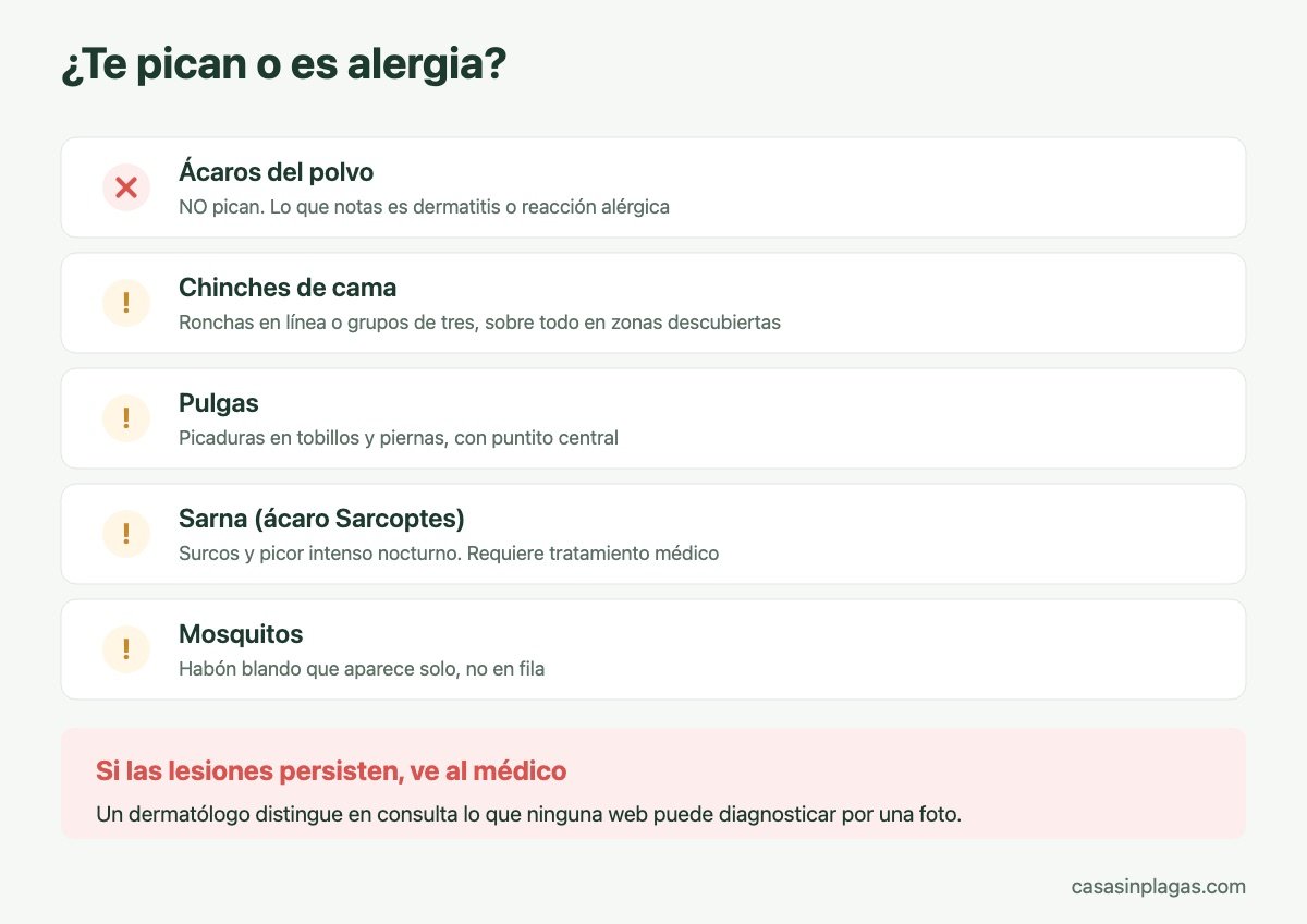 Con qué se confunden las supuestas picaduras de ácaros