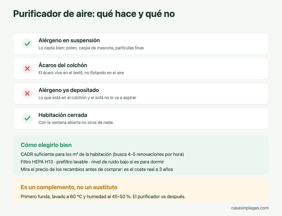 Qué hace y qué no hace un purificador de aire contra los ácaros