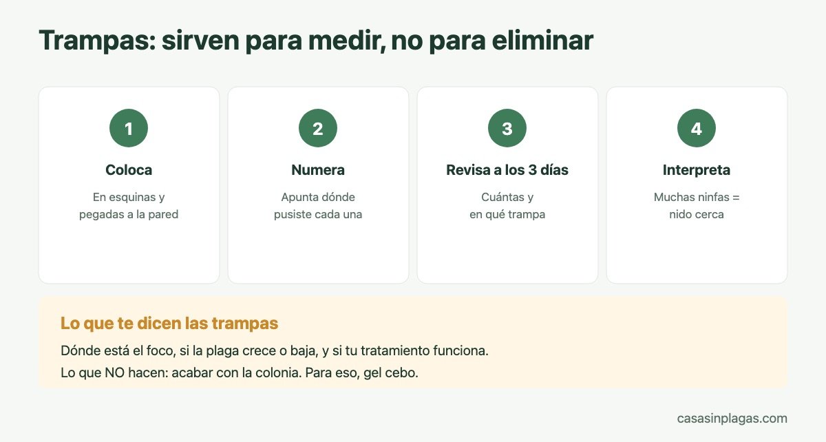Las trampas de cucarachas sirven para medir la plaga