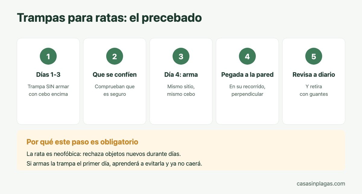 El precebado de trampas para ratas paso a paso